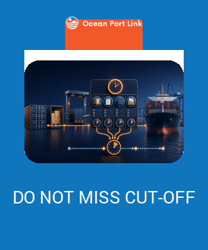 Illustrative ocean-booking cut-off cover showing cargo, shipping-instruction, VGM and document deadlines before vessel departure.