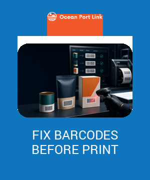 Illustrative product-identifier control showing sellable variants, barcode labels and a final printed-pack scan check.
