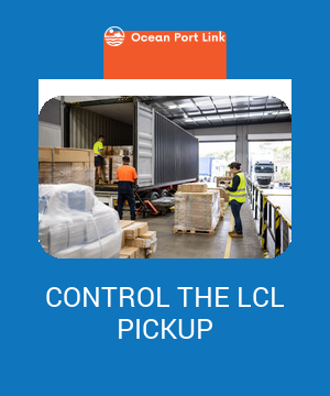 Illustrative LCL destination deconsolidation showing consignments separated at a container freight station before controlled pickup.