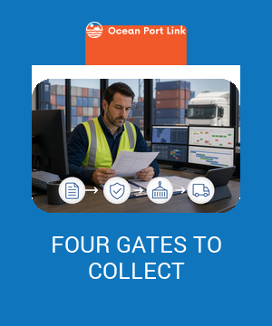Australian import operator checking carrier, border, terminal and transport release gates before container collection.