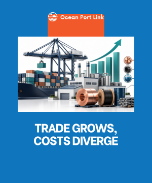 Container port and factory input materials illustrating China trade growth and uneven supplier costs