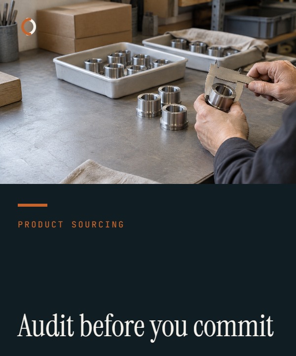 Illustrative factory audit cover showing an auditor checking production controls and records on a Chinese manufacturing floor.