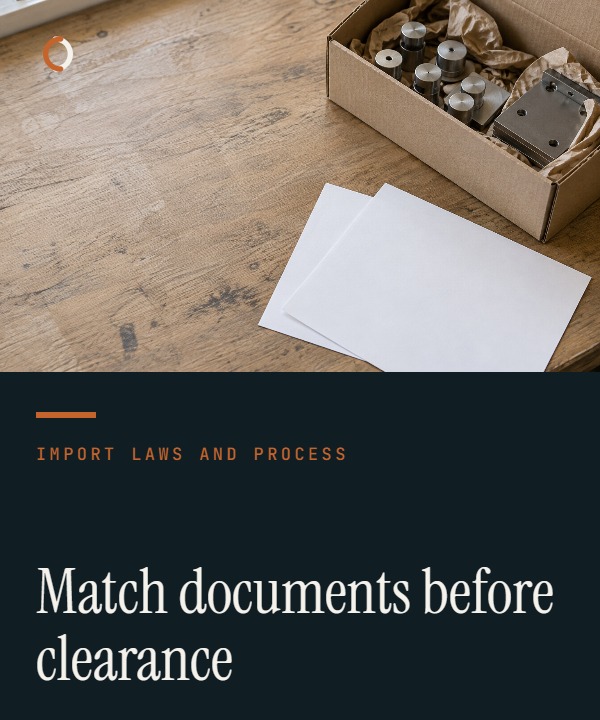 Illustrative commercial invoice and packing list compared field by field with one mismatch flagged.