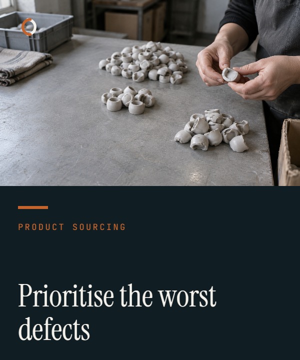 Illustration ranking visible product defects before a separate investigation step.