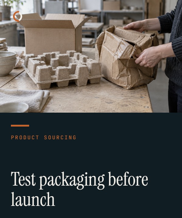 Illustrative transit-packaging test showing a production-intent product-package system in controlled drop, vibration and compression testing.