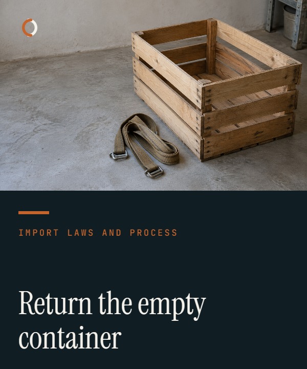 Illustrative empty-container return showing a container approaching a depot gate with current instructions, appointment and gate-in evidence.