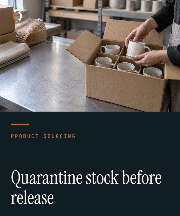 Illustrative incoming-quality inspection cover showing received cartons moving through quarantine, checking and release decisions.