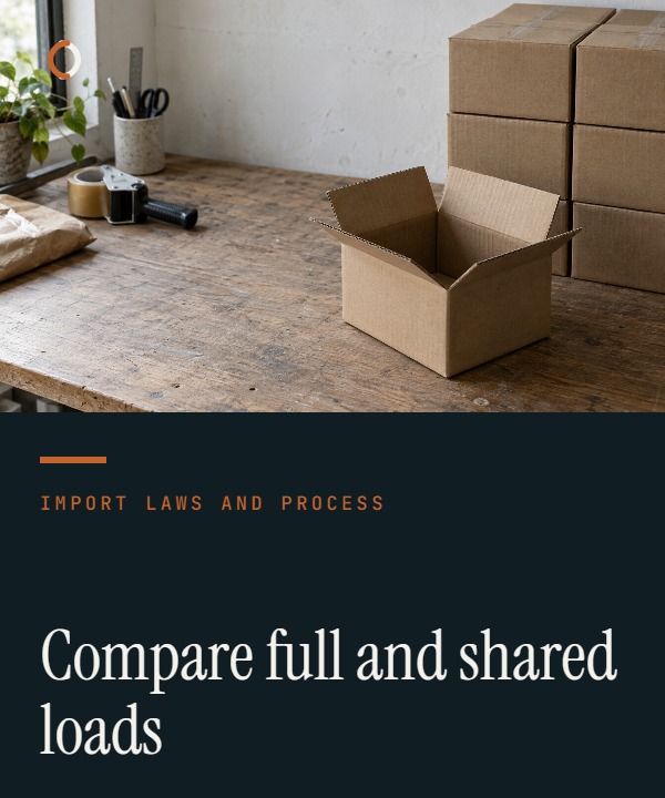 Illustrative LCL-versus-FCL cover comparing shared consolidation with exclusive-container loading across cost, handling and timing decisions.