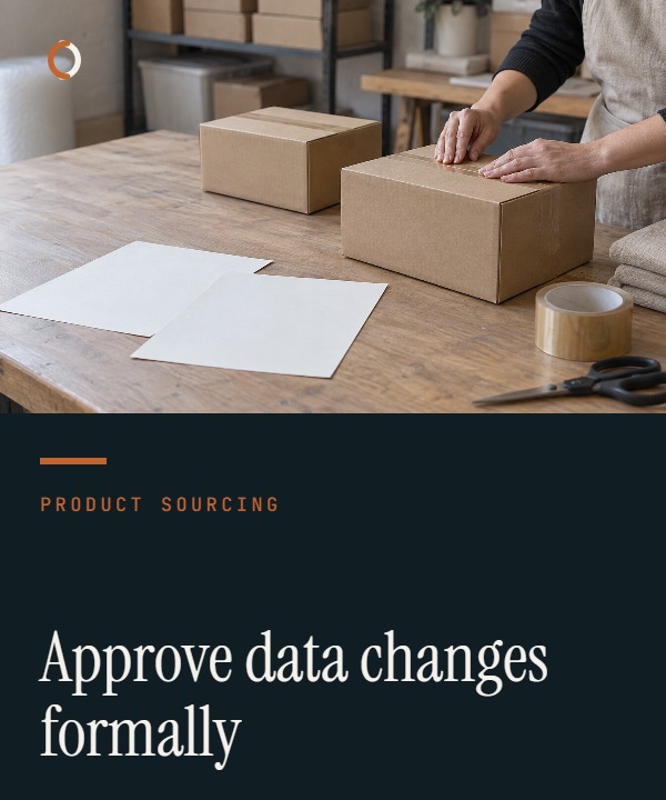 Importer reviewing a supplier change request, approval trail and controlled document versions.