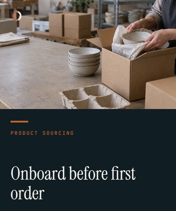 Importer reviewing a supplier onboarding control board with identity, specification, quality, logistics and release evidence.