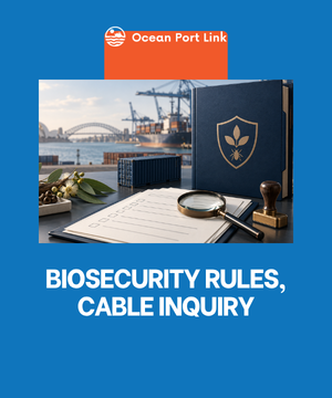 Biosecurity compliance folder, cargo container and inspection checklist at an Australian port