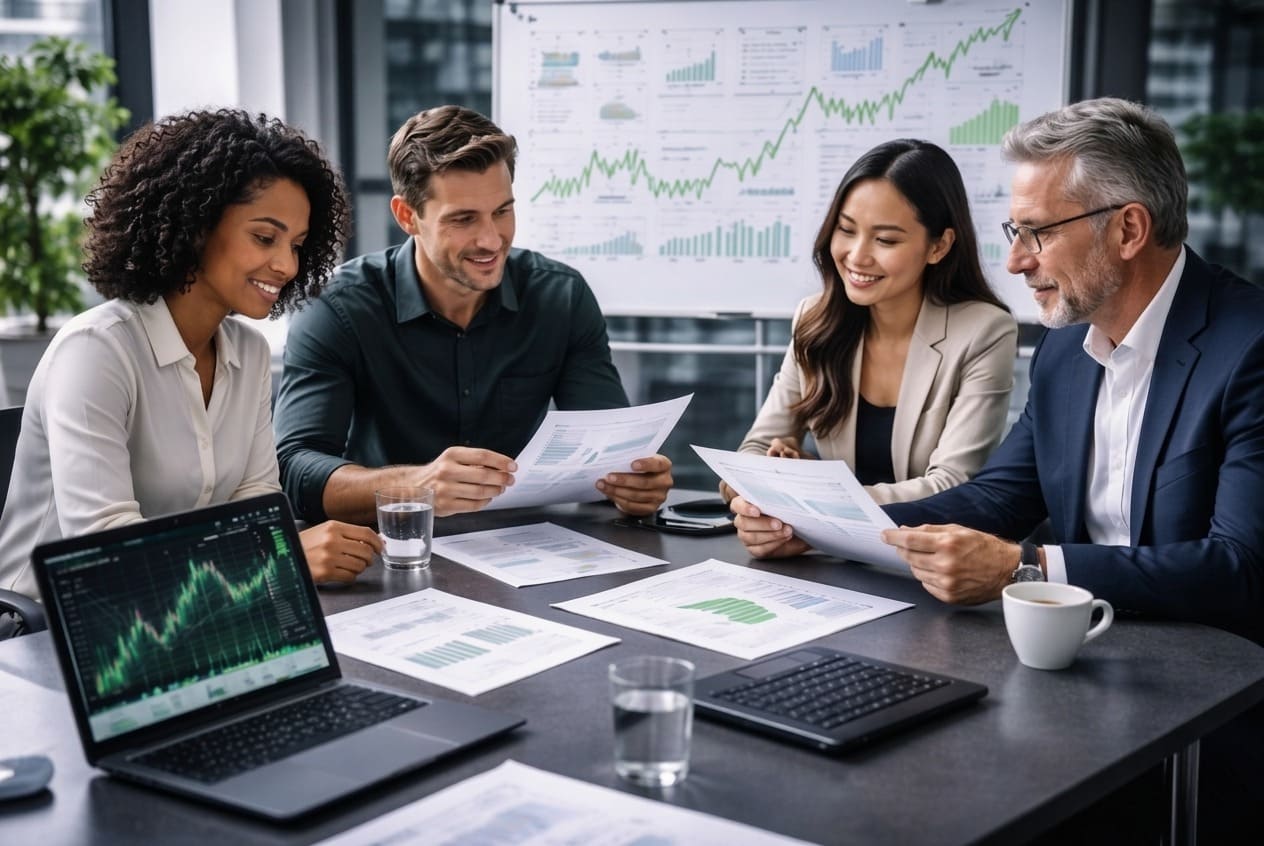 employees discussing equity research report – ANALEC Resonate