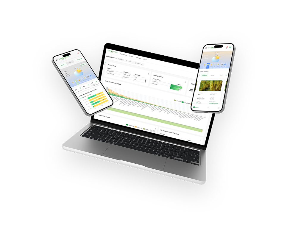 All-in-one agri-tech platform with real-time monitoring, data insights, compliance tools, and stakeholder integration.