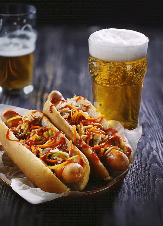 hot dog and beer