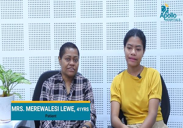 Mrs. Merewalesi Lewe from Fiji with her daughter at Apollo Hospitals, Hyderabad