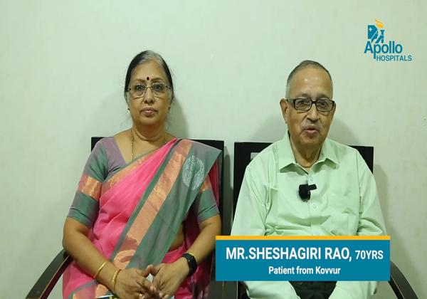 Mr. Sheshagiri Rao with his wife after successful AML treatment at Apollo Hospitals, Hyderabad