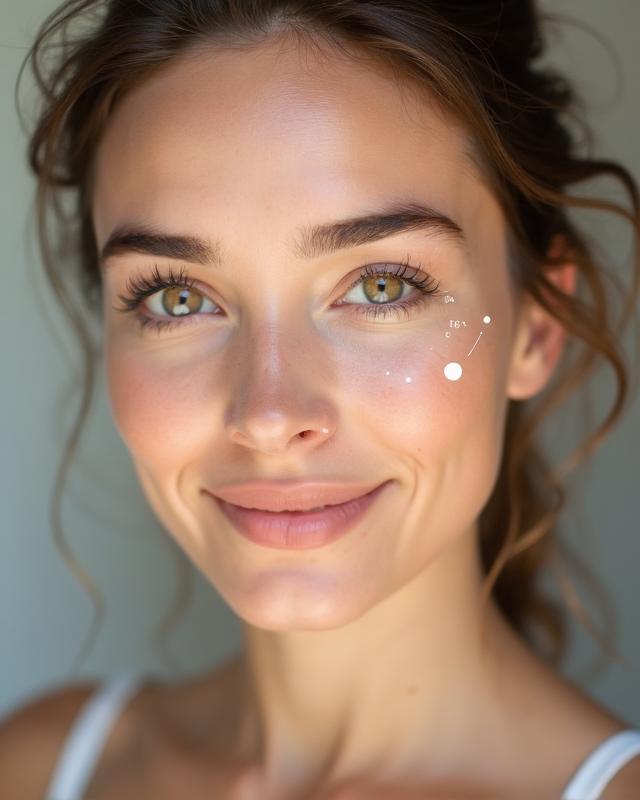 Shopper selfie with skin analysis