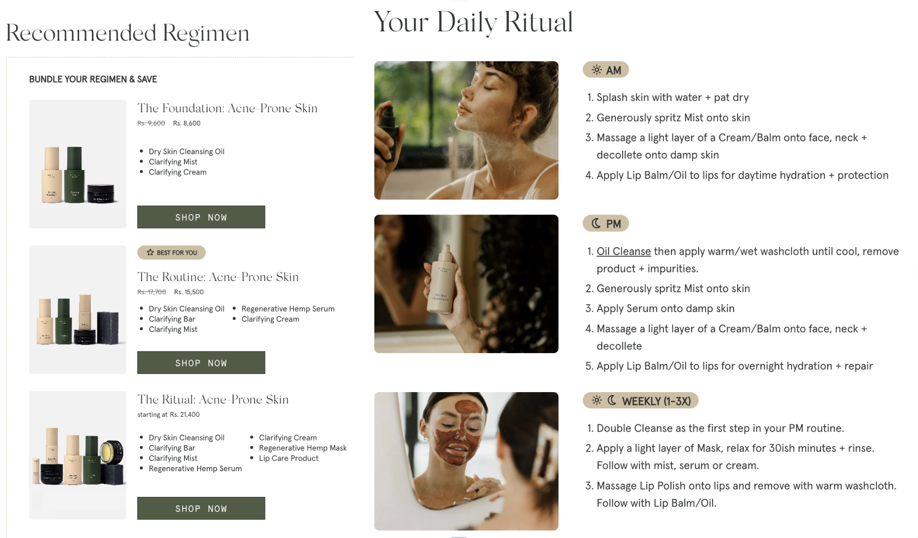 Primally Pure ritual skincare experience and personalized recommendations