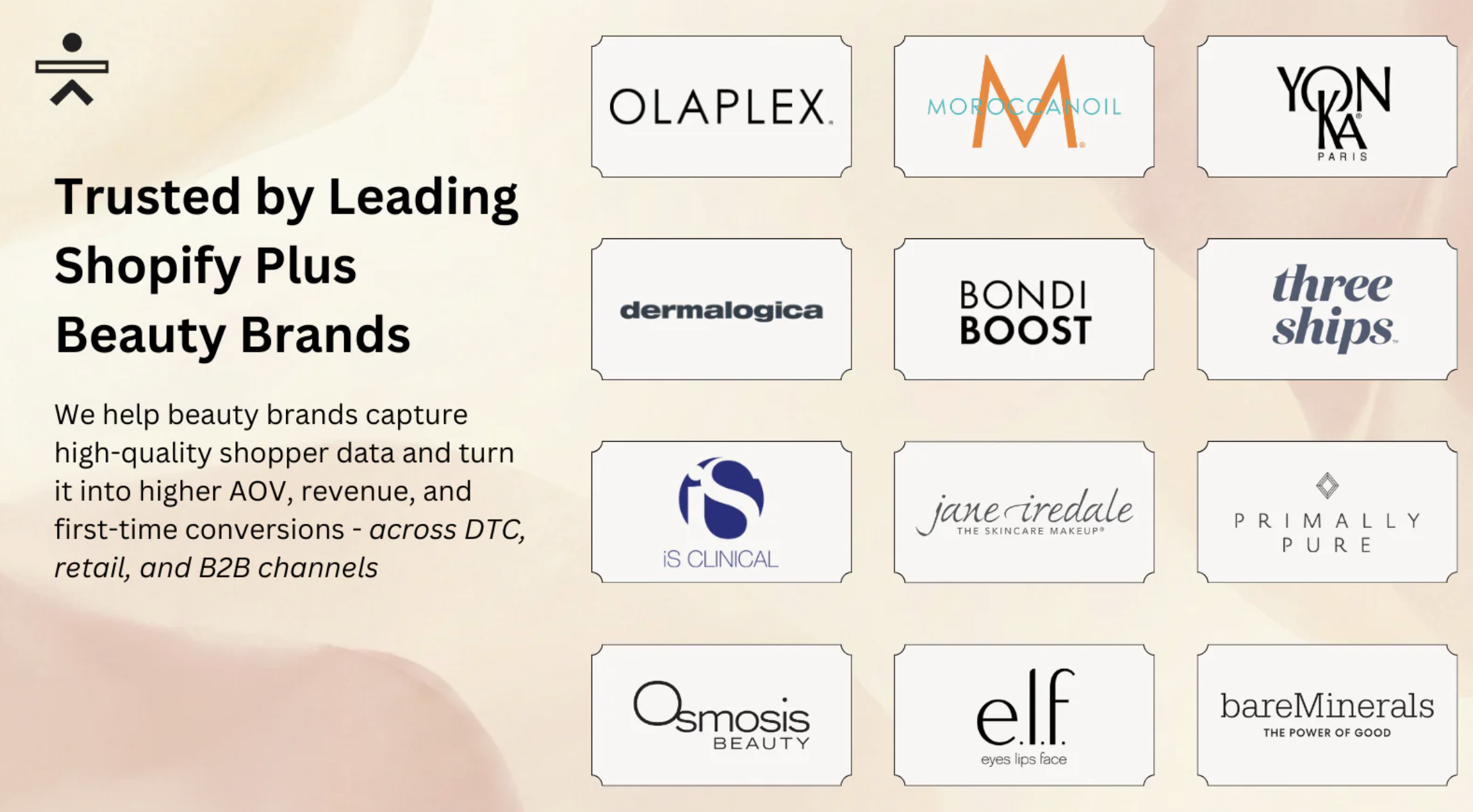 Tangent AI trusted by leading Shopify Plus beauty brands including Olaplex, Moroccanoil, Dermalogica, Bondi Boost, iS Clinical, Three Ships, e.l.f. and bareMinerals