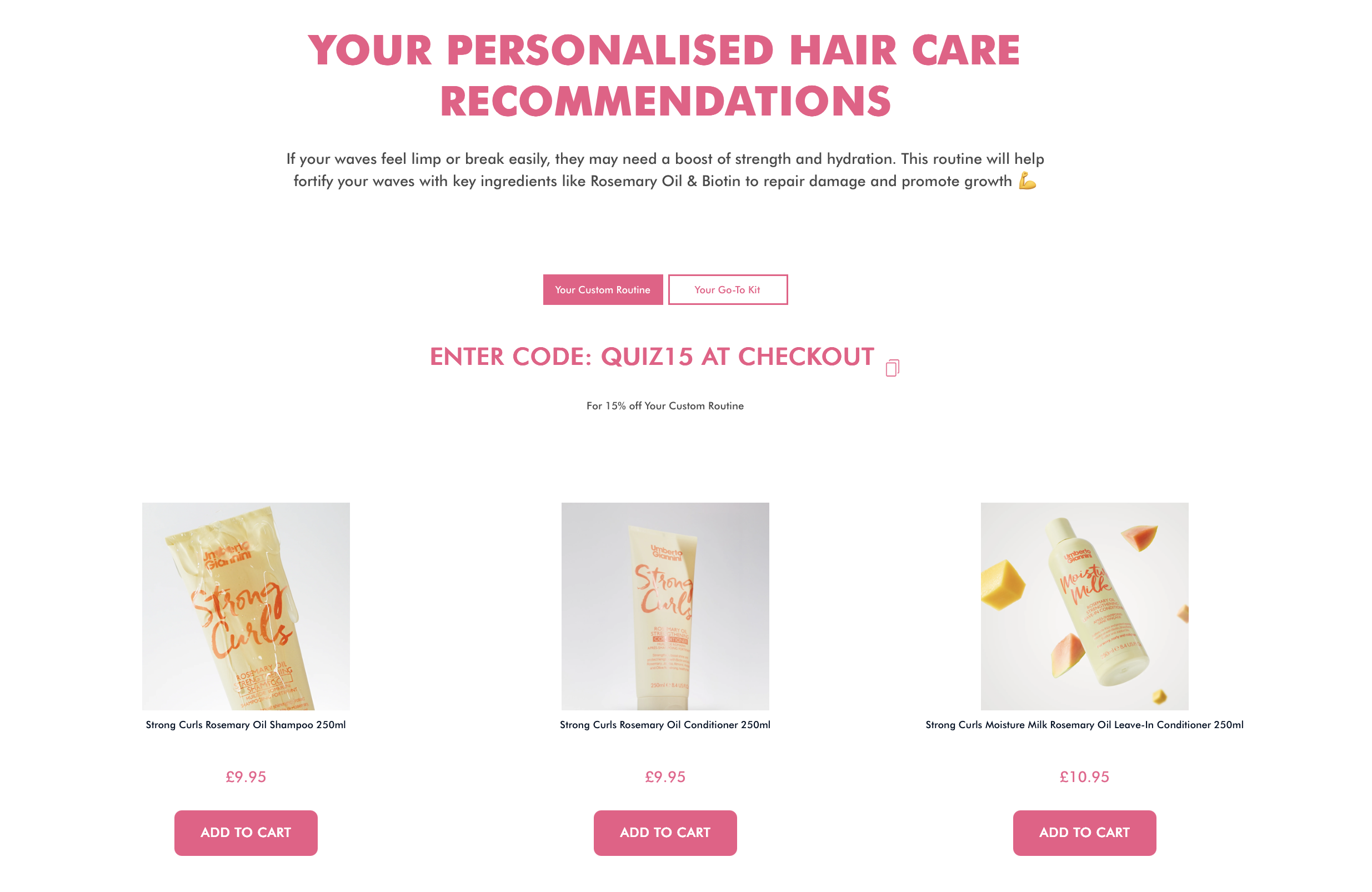 Umberto Giannini personalized hair care recommendations powered by Tangent AI