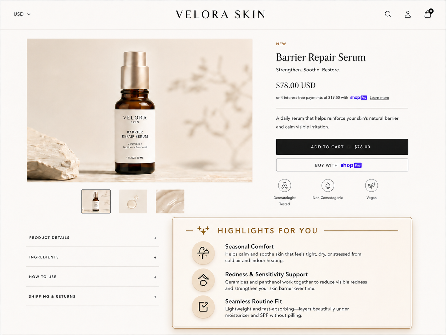 Highlights for You personalized product page visual