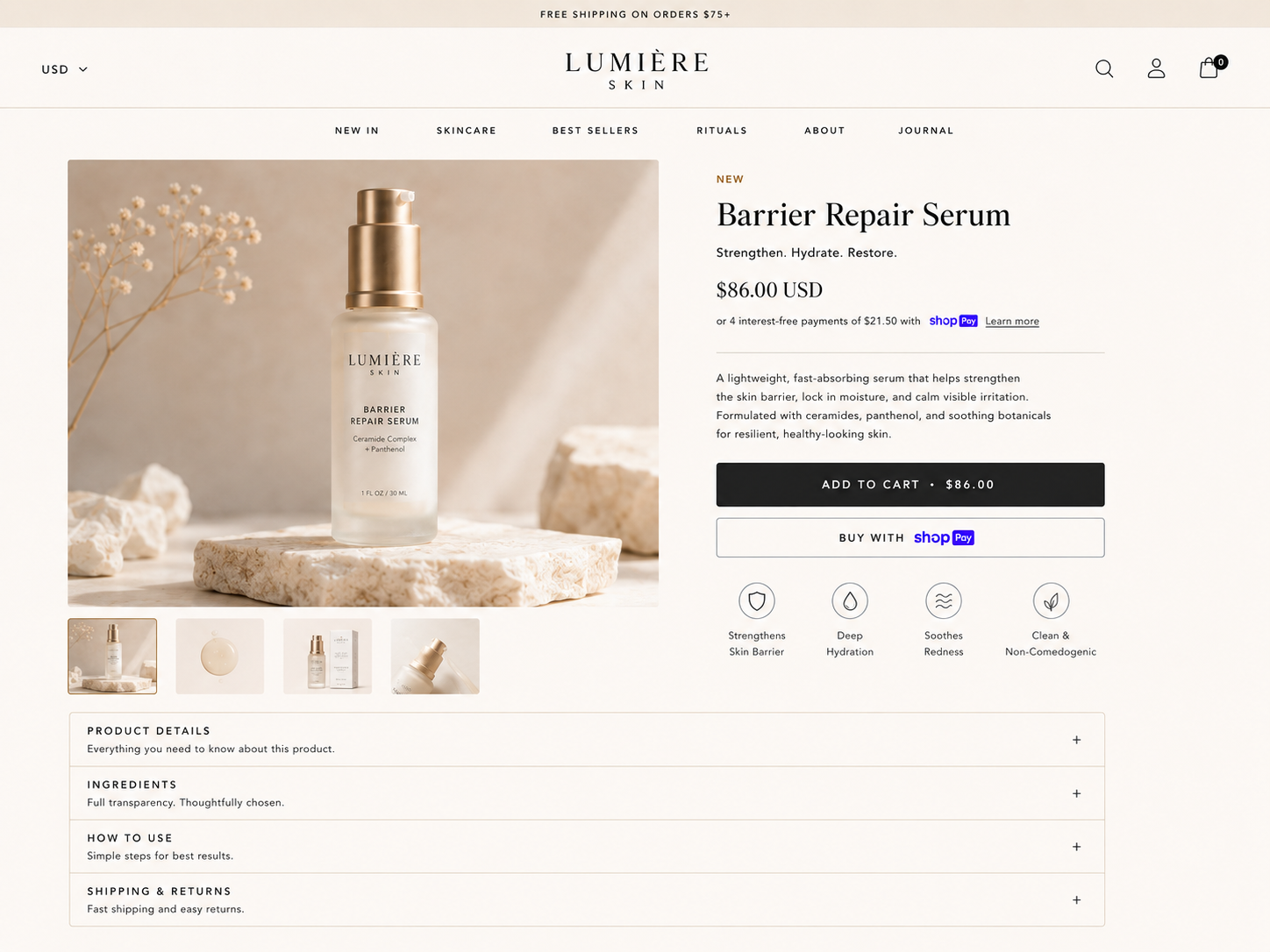 Personalized product page experience visual