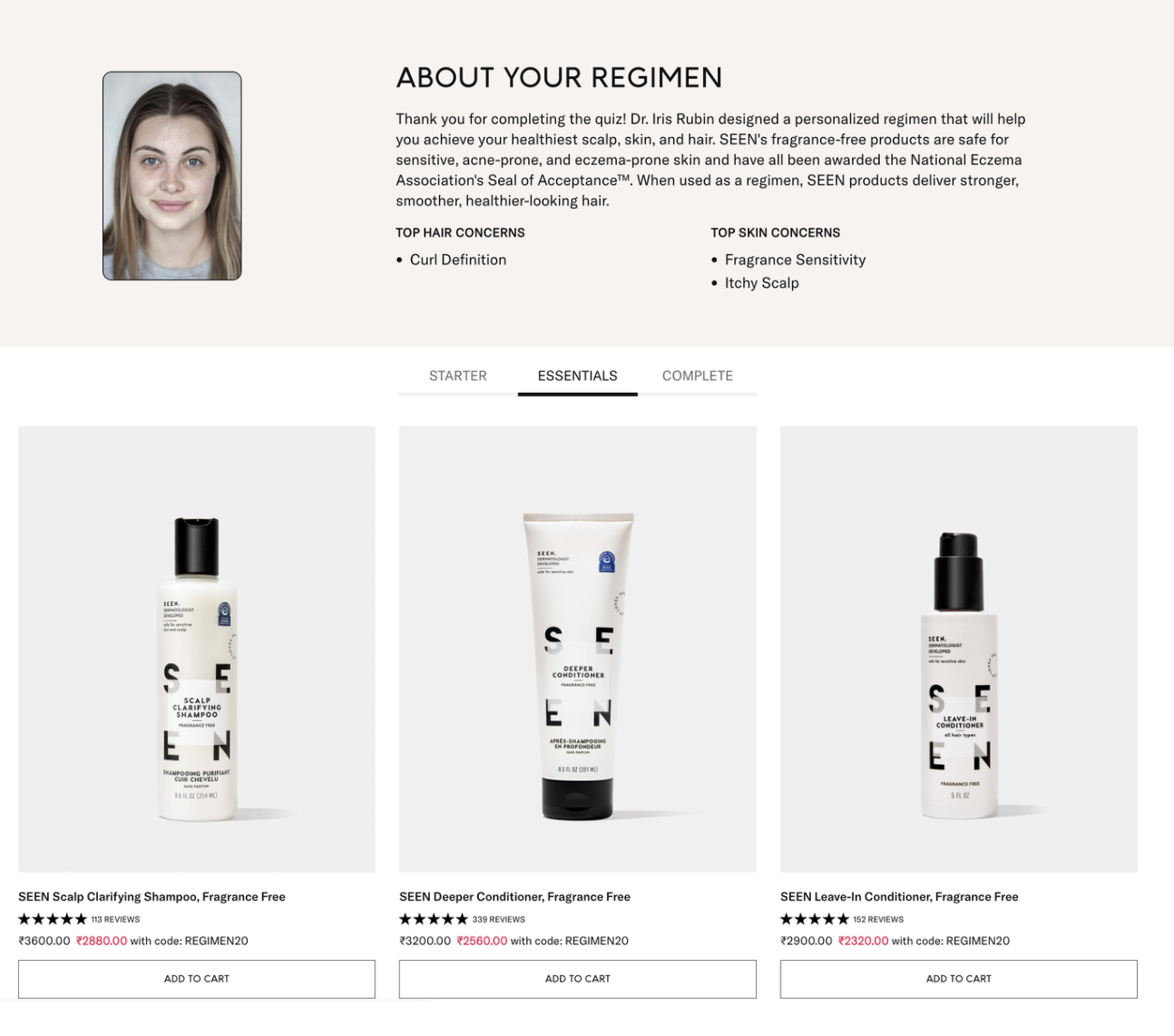 SEEN personalized sensitivity-aware hair care recommendations powered by Tangent AI