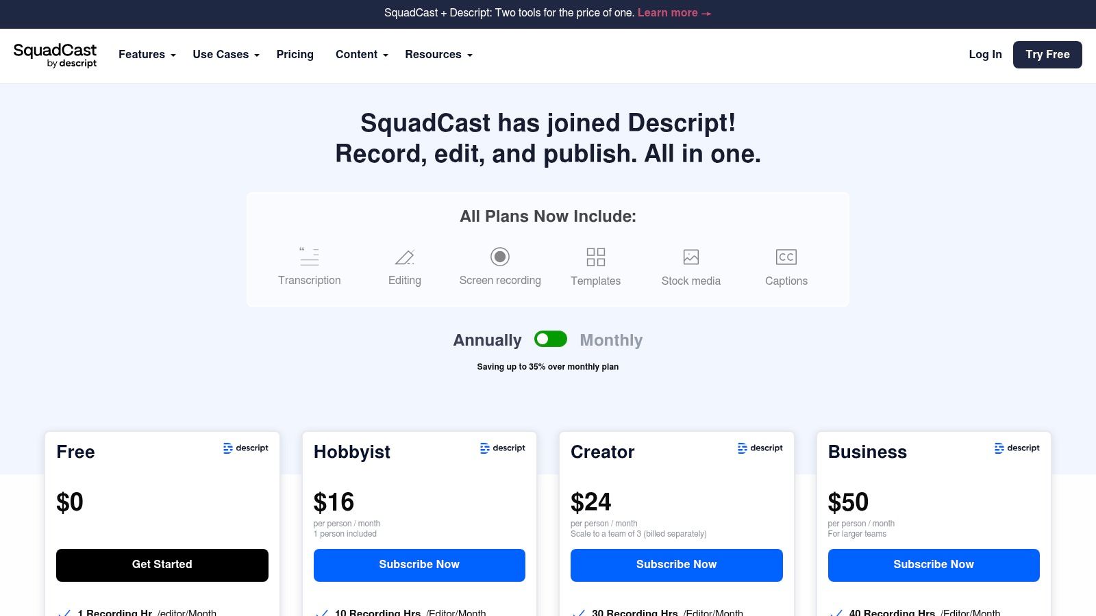 SquadCast (by Descript)