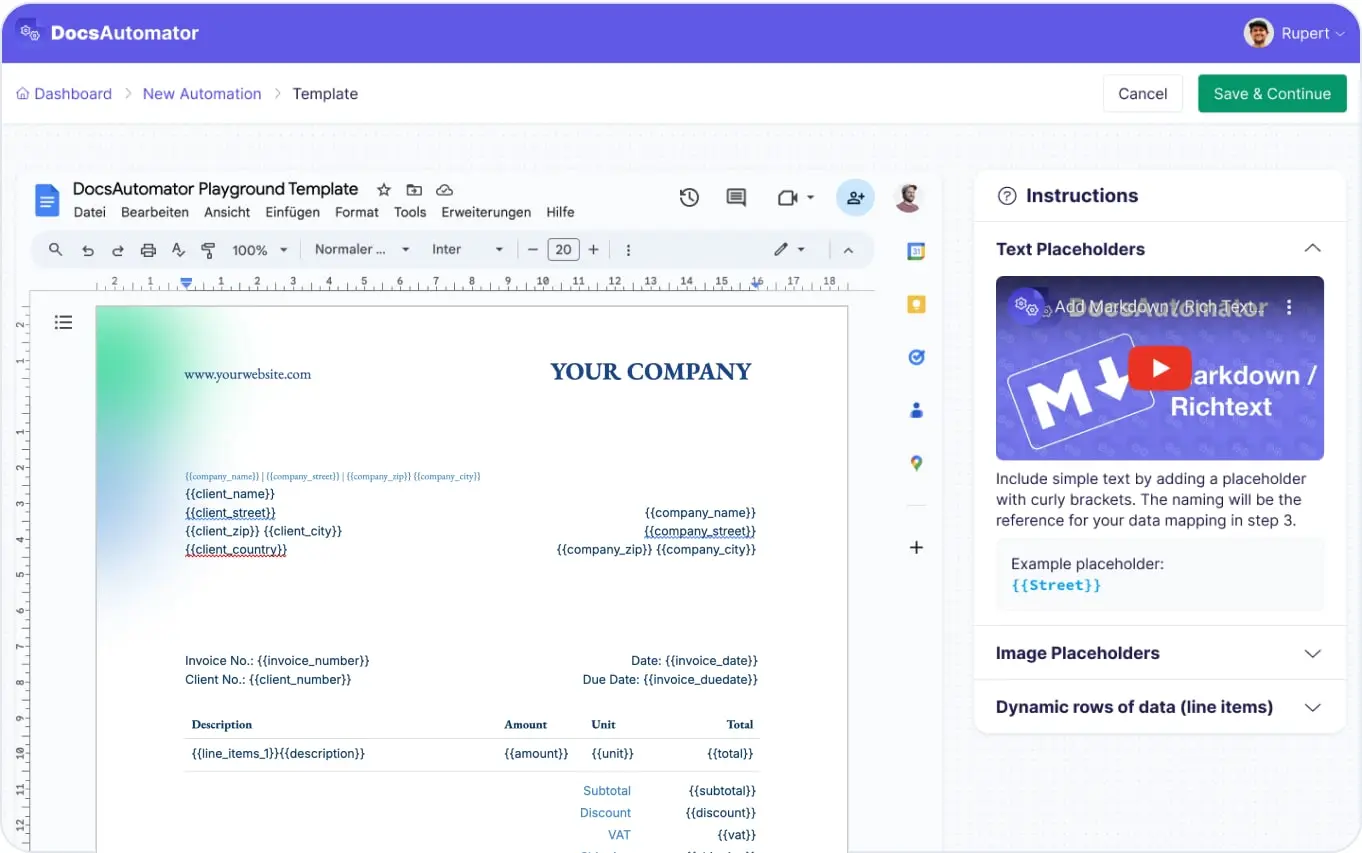 Airtable Documents - Create a Google Docs Template