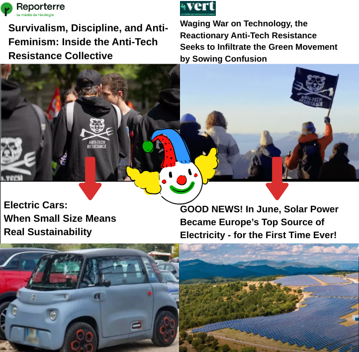 Articles of Vert and reporterre against anti-tech resistance