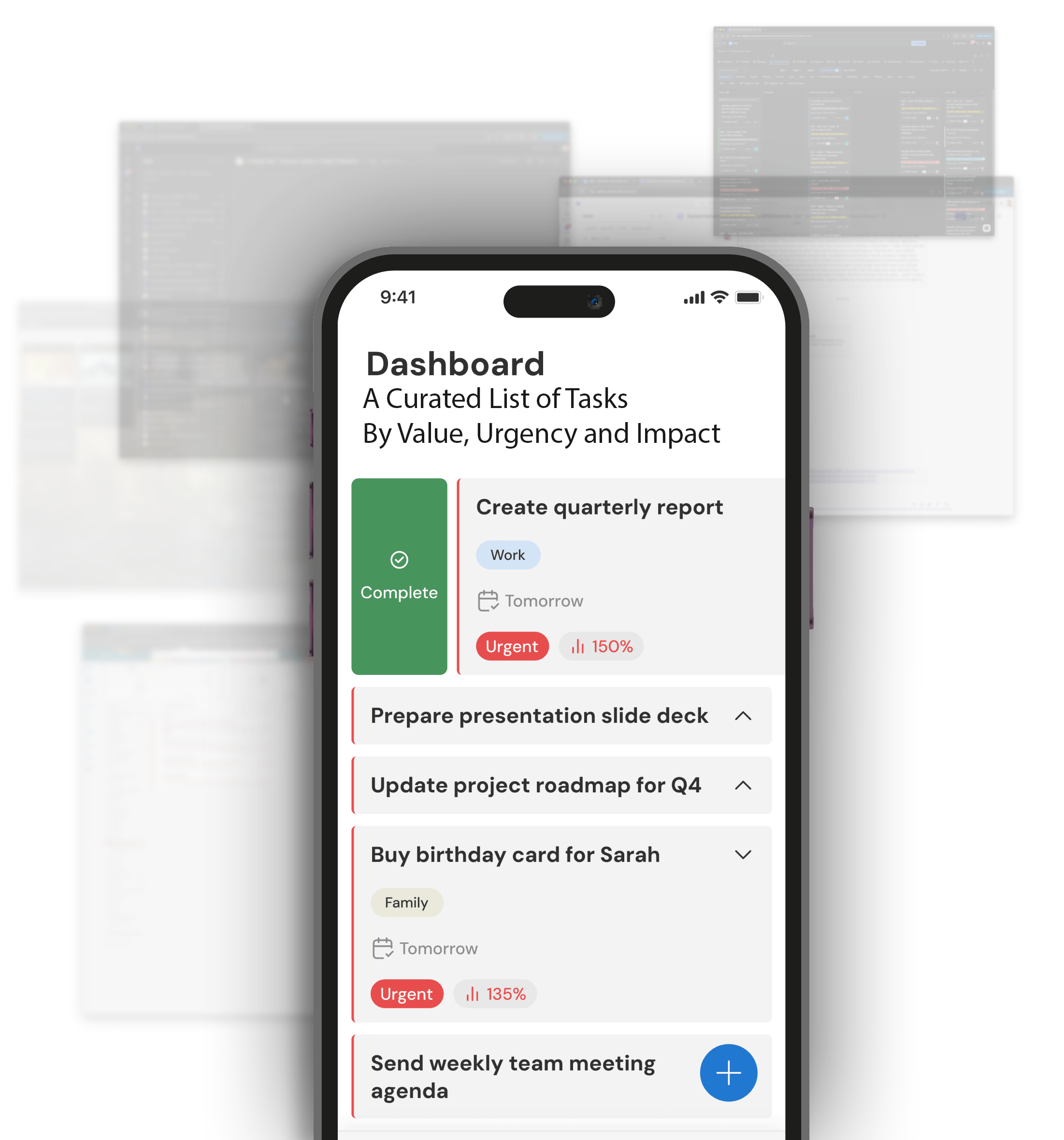 TaskBeacon Dashboard: Recommended Focus with curated tasks