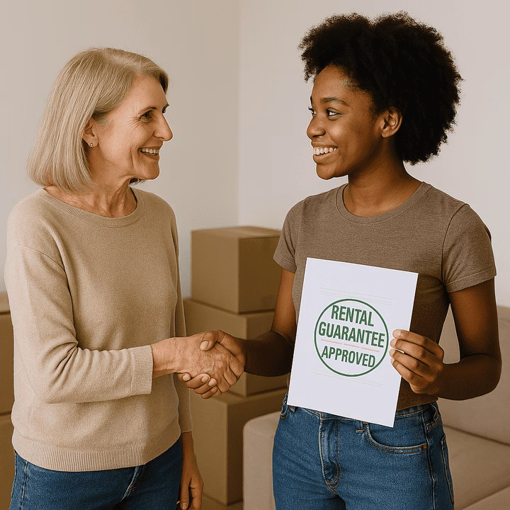 A young international student getting a guarantor for her accommodation in France.