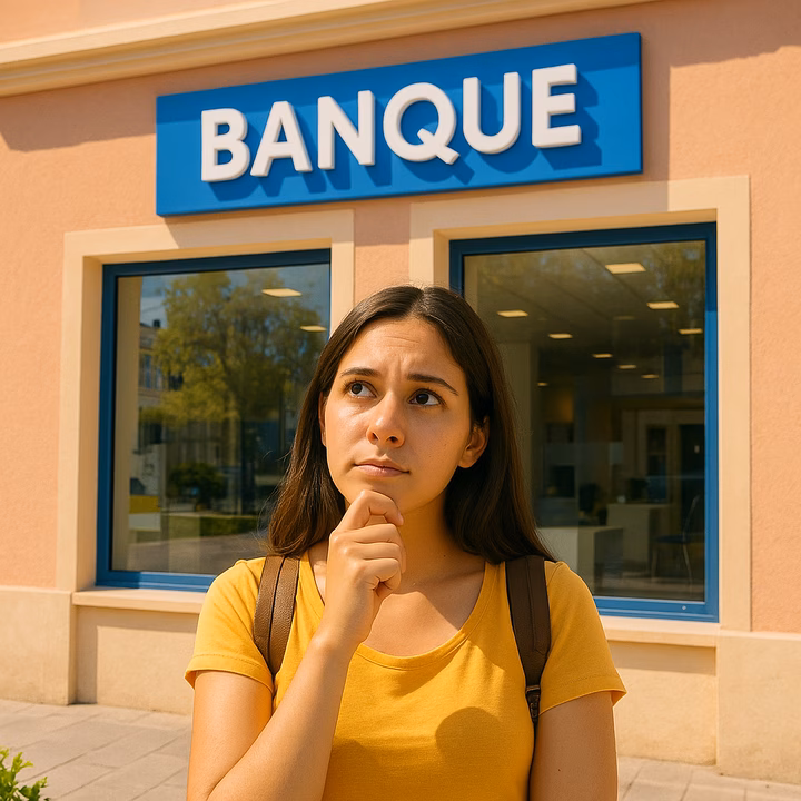 An international student is about to open a French bank account.