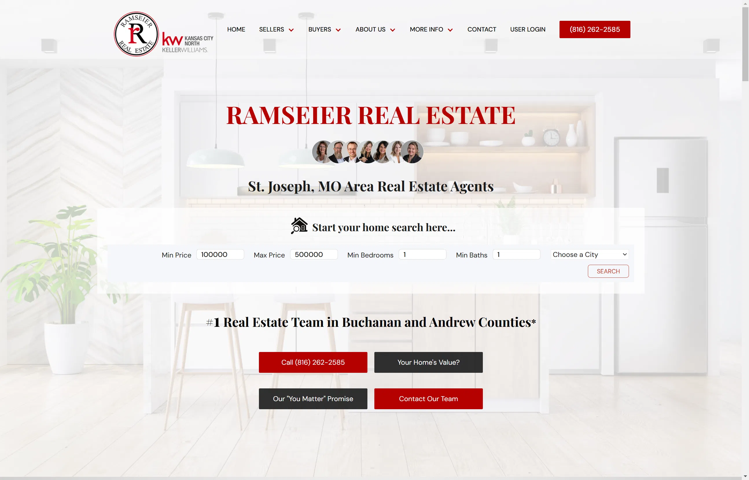 The Ramseier Real Estate team homepage, highlighting their commitment to the St. Joseph community.