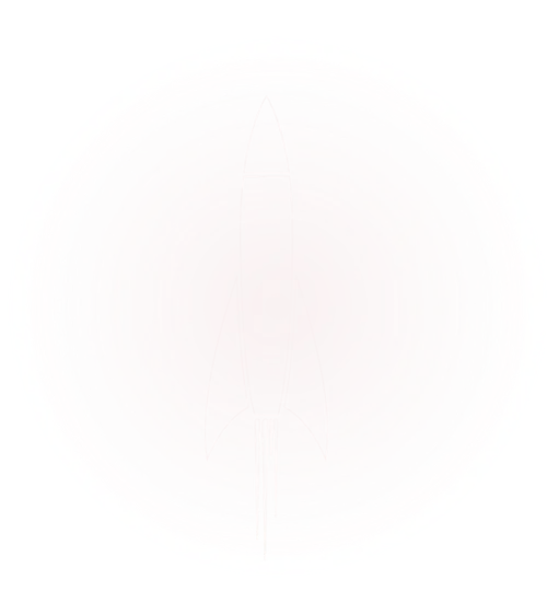  A white circle with a red border and a rocket in the center.