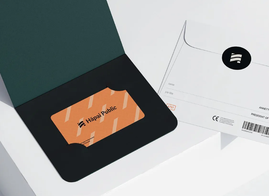Mockup of Hapai Public Orange Business Card