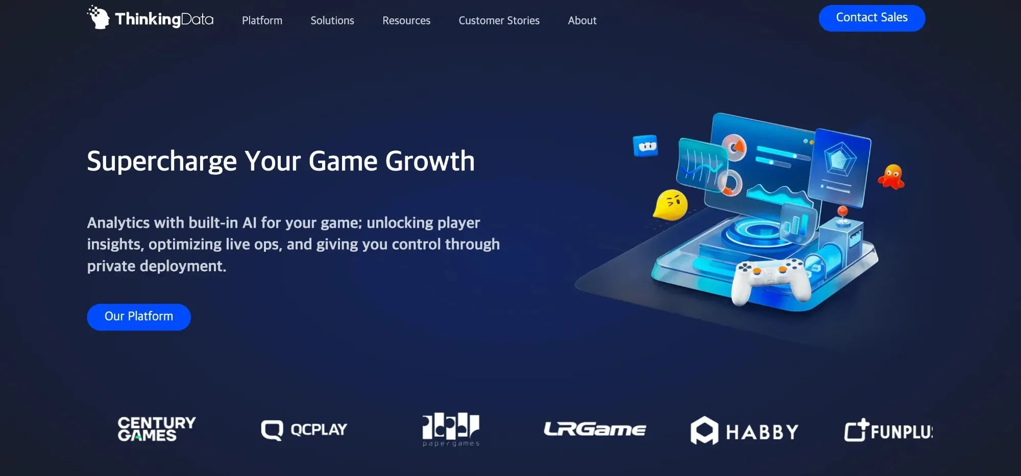 글로벌 데이터 분석 기업 씽킹데이터 홈페이지 화면