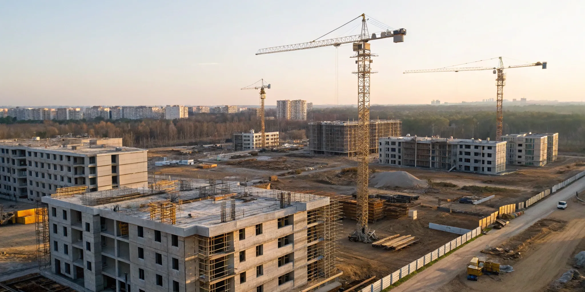 Cranes on an apartment construction site, a project by top companies that build apartments.