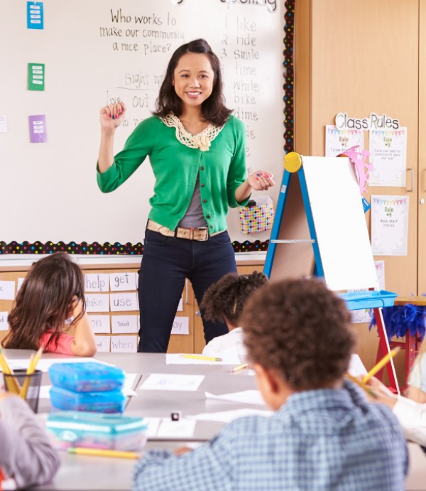 A teacher and students