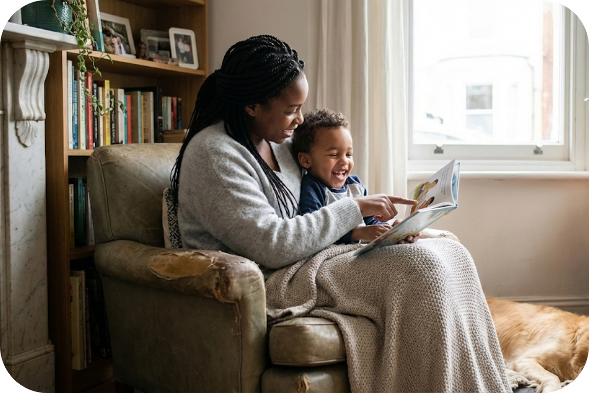 Parent and kid spending time together