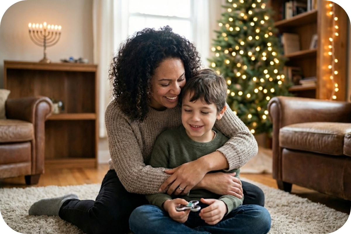 Parent spending time with her kid with autism