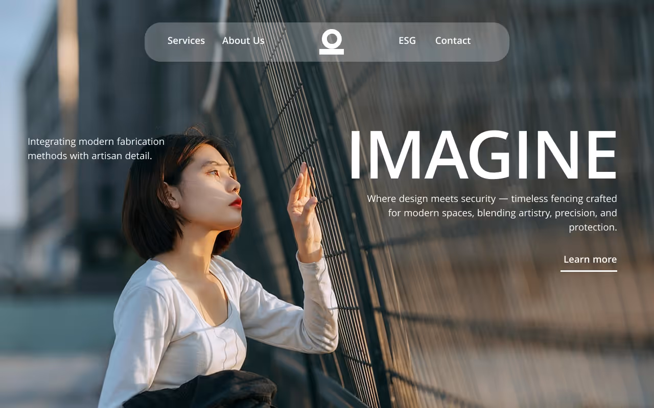 Designer hero page with bold layouts for grail manufacturer.