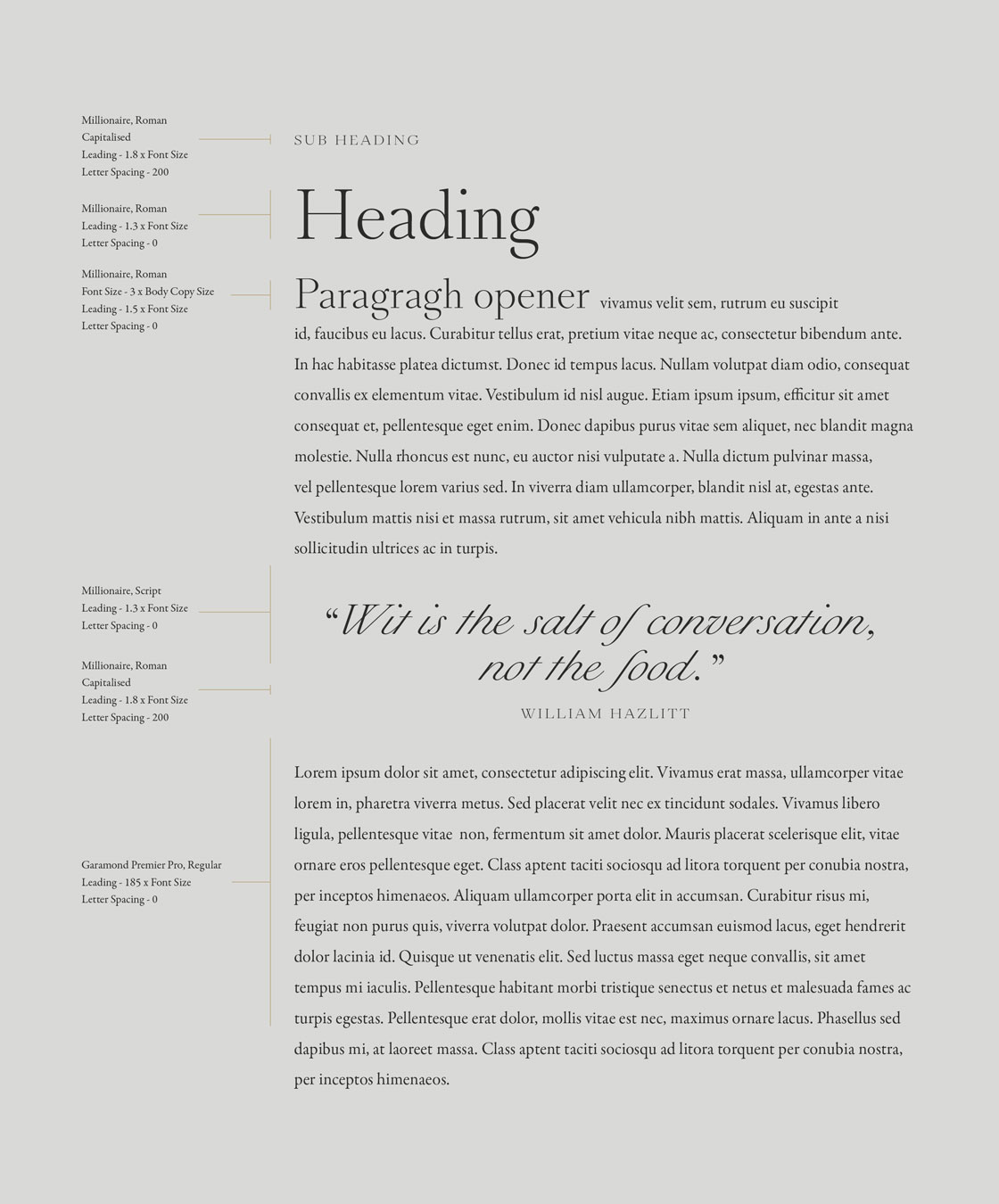 typography example for page layouts