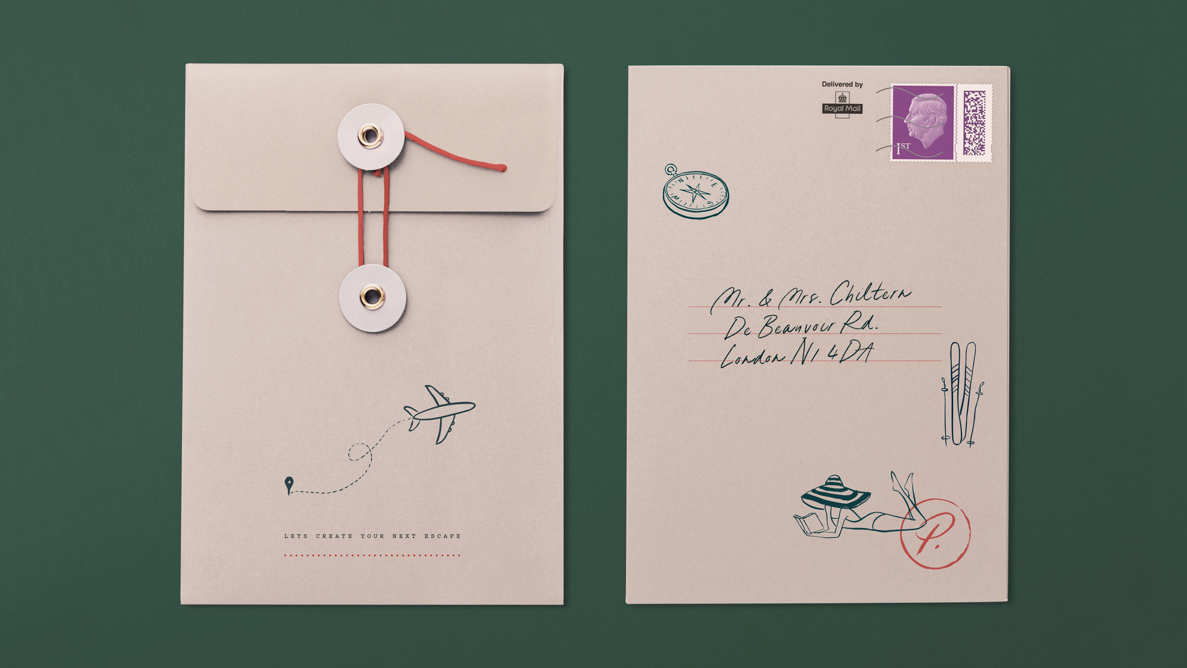 illustrations on draw string envelope