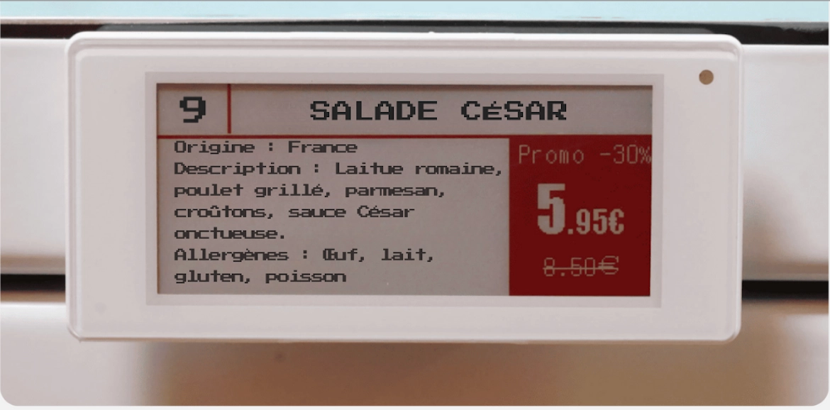 étiquette éléctronique d'une salade césar moncasierfrais.fr