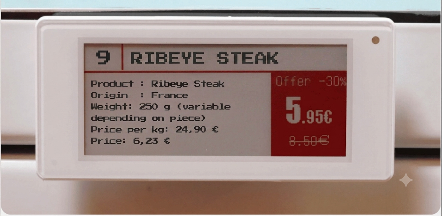 étiquette éléctronique de cote de boeuf