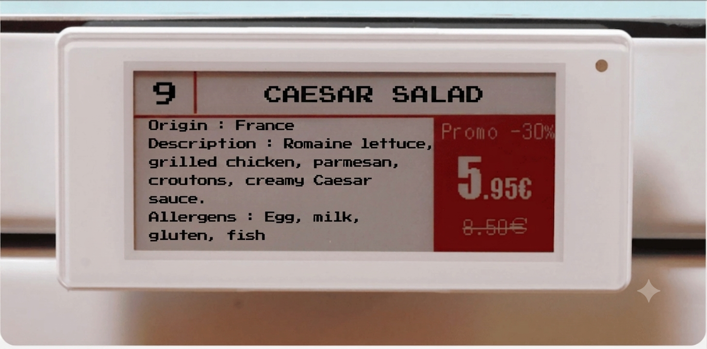 étiquette éléctronique d'une salade césar moncasierfrais.fr