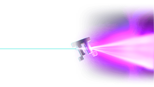 Geometric prism refracting pink and blue light beams