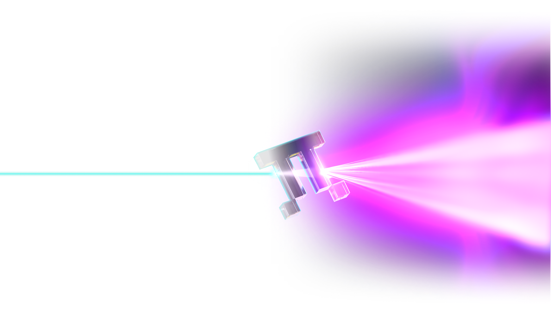 Geometric prism refracting pink and blue light beams