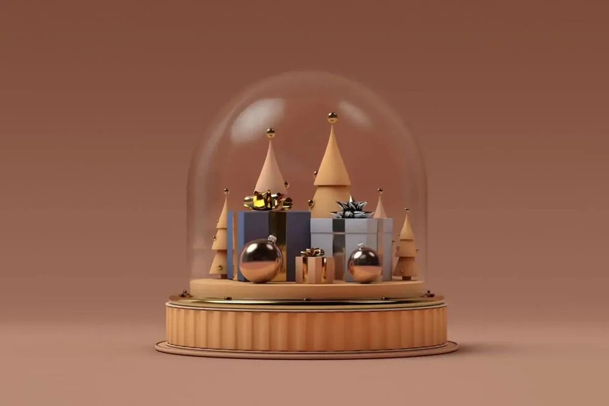 Writing dream snow globe. Candle lt desk with books and growth imagery.